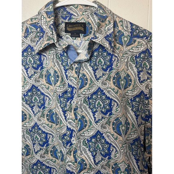 CREMIEUX Premium Denim Long Sleeve Button Down Shirt Men's Medium Paisley Print - Picture 3 of 9